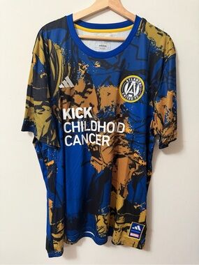 Atlanta United 'Kick Childhood Cancer' Blue & Gold Short Sleeve Jersey